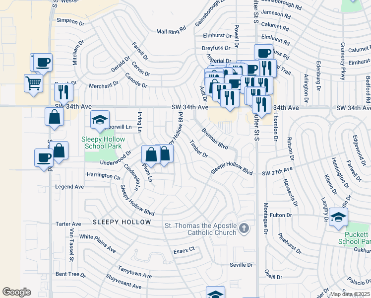 map of restaurants, bars, coffee shops, grocery stores, and more near 3511 Tripp Avenue in Amarillo
