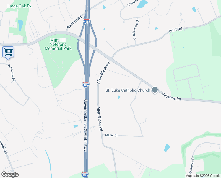 map of restaurants, bars, coffee shops, grocery stores, and more near 7700 Allen Black Road in Mint Hill