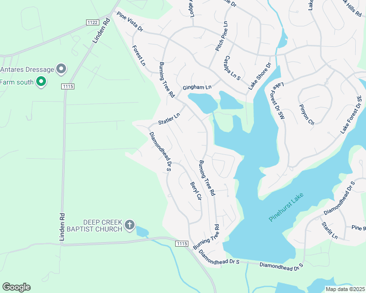 map of restaurants, bars, coffee shops, grocery stores, and more near 12 Ruby Lane in Pinehurst