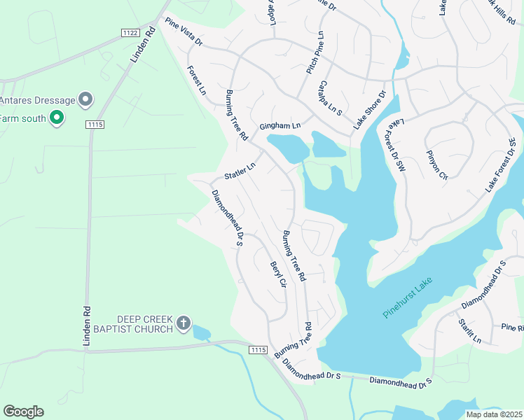 map of restaurants, bars, coffee shops, grocery stores, and more near 12 Ruby Lane in Pinehurst