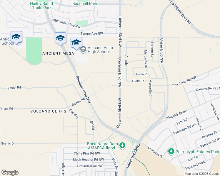 map of restaurants, bars, coffee shops, grocery stores, and more near 99999 Lori Road in Albuquerque