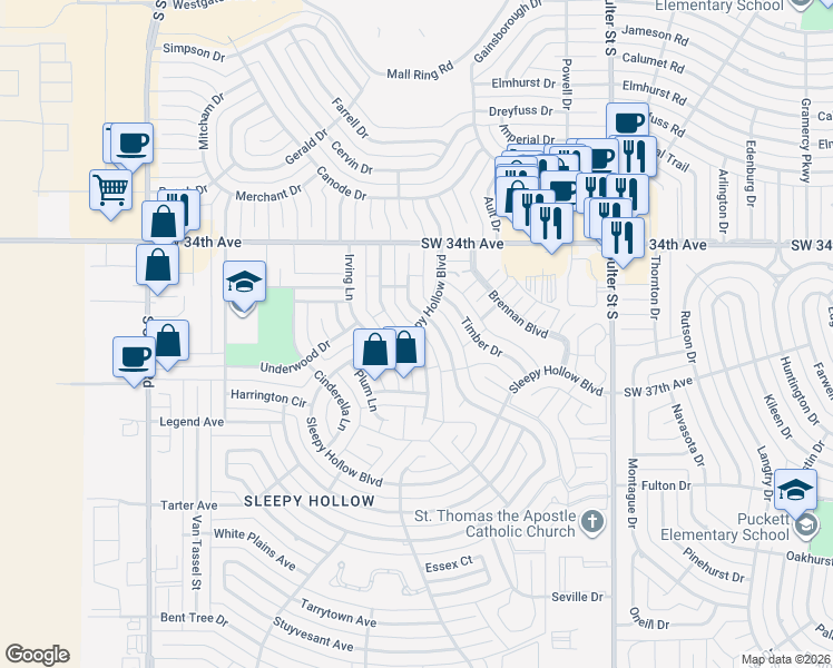 map of restaurants, bars, coffee shops, grocery stores, and more near 3501 Goodfellow Lane in Amarillo