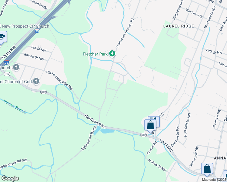 map of restaurants, bars, coffee shops, grocery stores, and more near 400 Tennessee Nursery Road in Cleveland