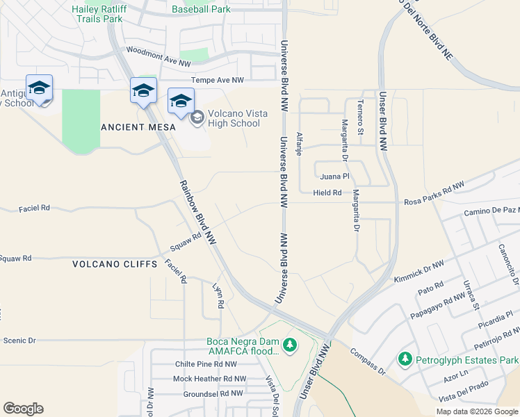 map of restaurants, bars, coffee shops, grocery stores, and more near 99999 Lori Road in Albuquerque