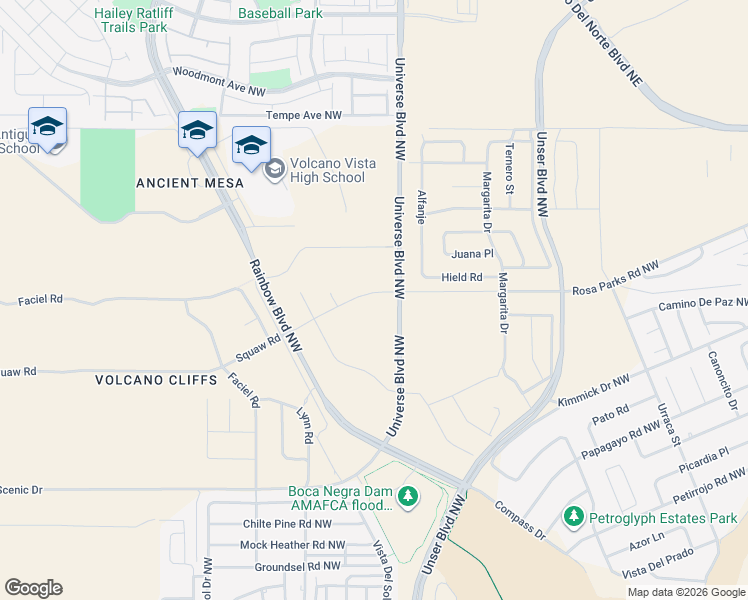 map of restaurants, bars, coffee shops, grocery stores, and more near 99999 Lori Road in Albuquerque