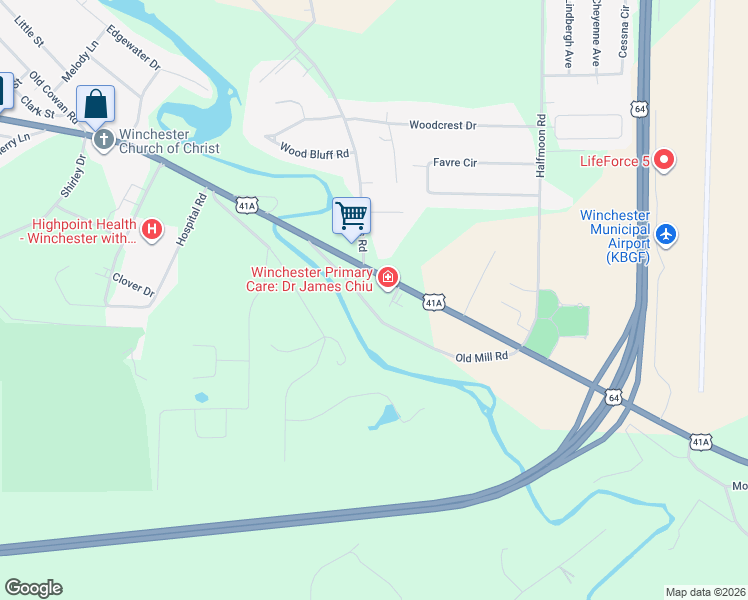 map of restaurants, bars, coffee shops, grocery stores, and more near 219 Old Mill Road in Winchester