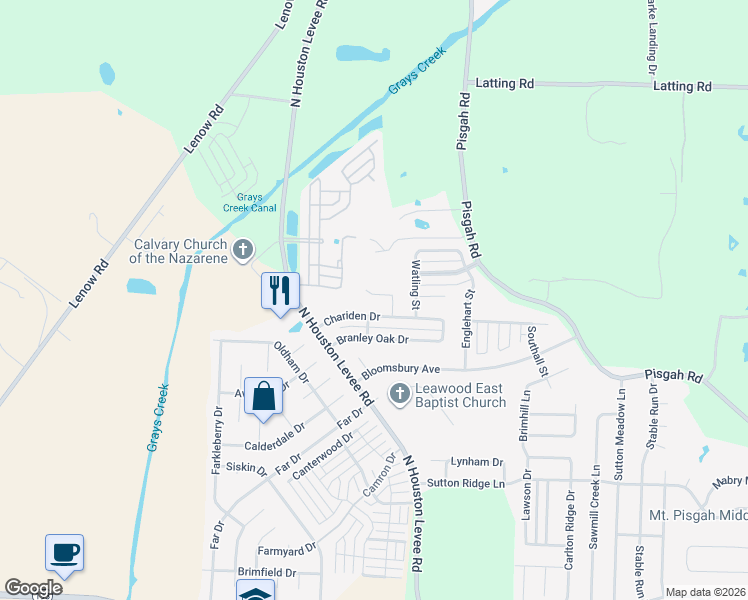 map of restaurants, bars, coffee shops, grocery stores, and more near 9984 Chariden Drive in Shelby County