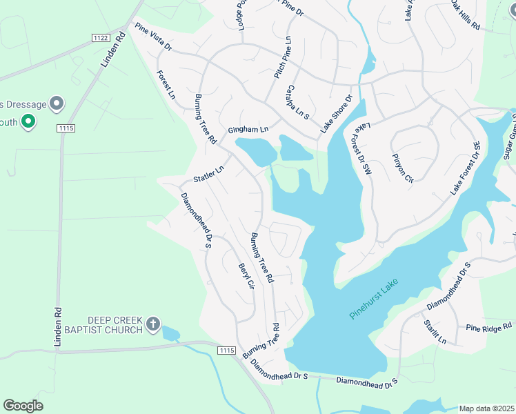 map of restaurants, bars, coffee shops, grocery stores, and more near 1105 Burning Tree Road in Pinehurst