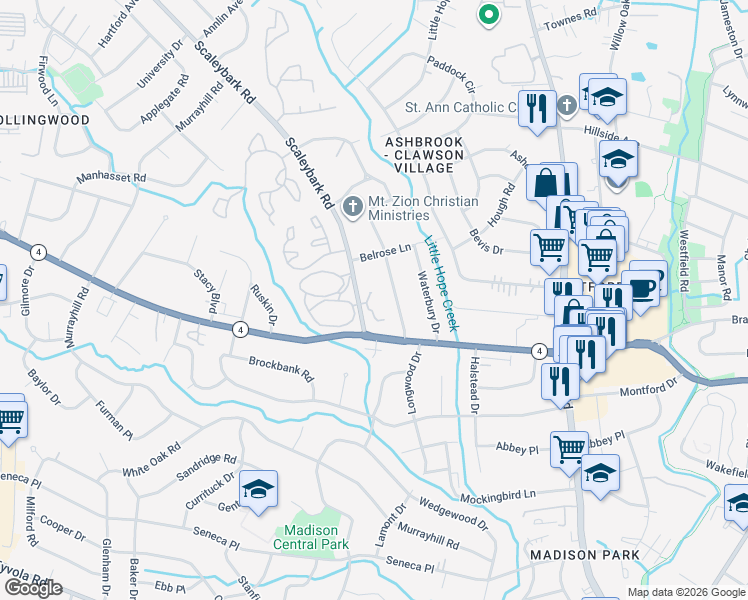 map of restaurants, bars, coffee shops, grocery stores, and more near 1221 Scaleybark Road in Charlotte