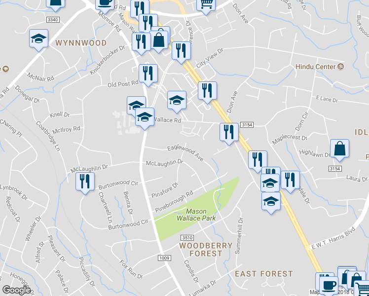 map of restaurants, bars, coffee shops, grocery stores, and more near 798 Pinafore Drive in Charlotte