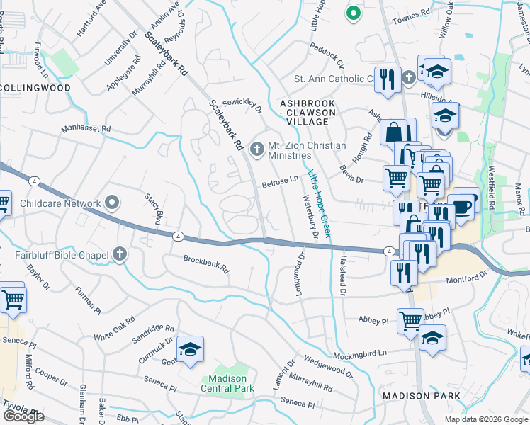 map of restaurants, bars, coffee shops, grocery stores, and more near 1221 Scaleybark Road in Charlotte