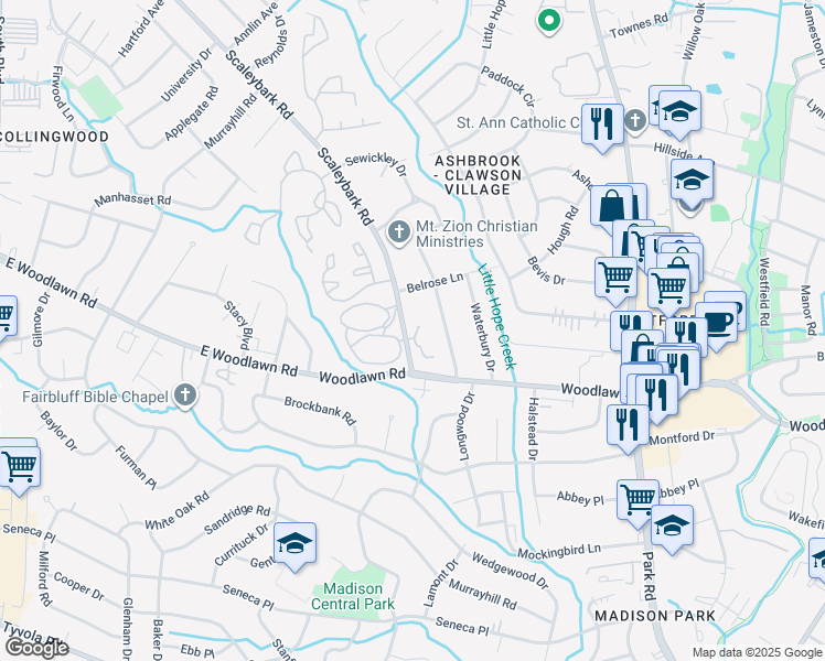 map of restaurants, bars, coffee shops, grocery stores, and more near in Charlotte