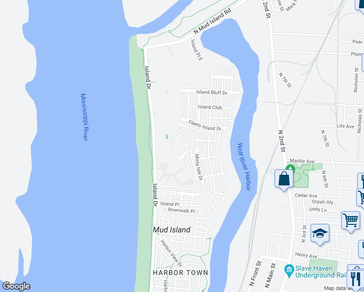 map of restaurants, bars, coffee shops, grocery stores, and more near 1249 Isle Bay Drive in Memphis