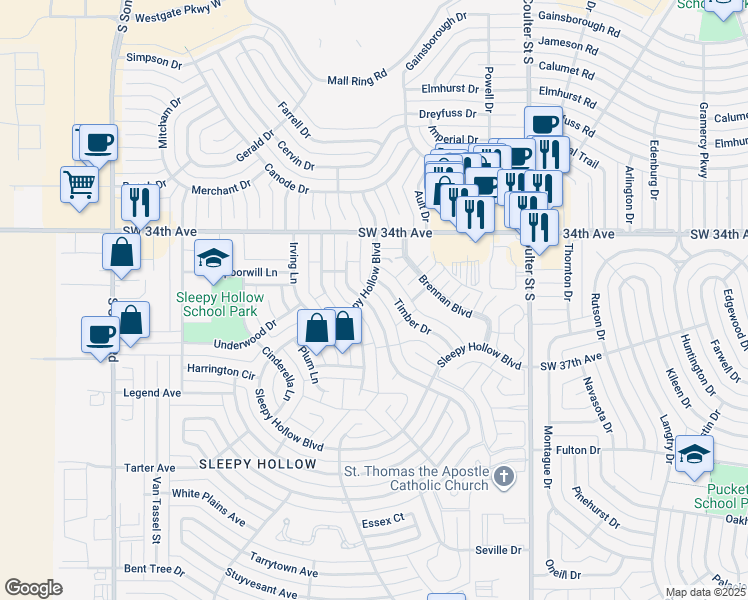 map of restaurants, bars, coffee shops, grocery stores, and more near 3511 Tripp Avenue in Amarillo