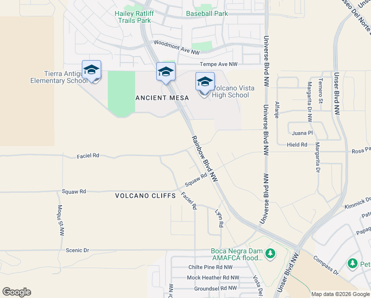 map of restaurants, bars, coffee shops, grocery stores, and more near 99999 Resolana Place in Albuquerque