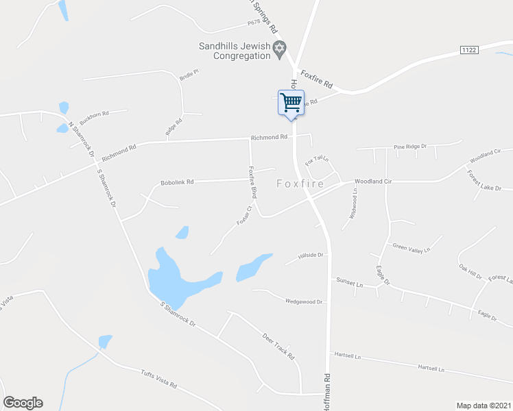 map of restaurants, bars, coffee shops, grocery stores, and more near 108 Foxfire Boulevard in Foxfire