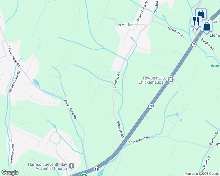 map of restaurants, bars, coffee shops, grocery stores, and more near 8641 Watkins Lane in Harrison