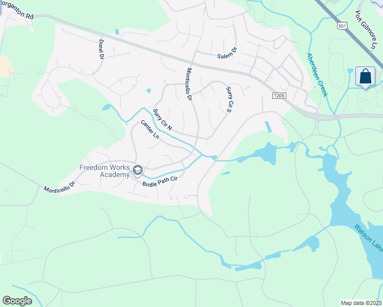 map of restaurants, bars, coffee shops, grocery stores, and more near 3 King Court in Pinehurst