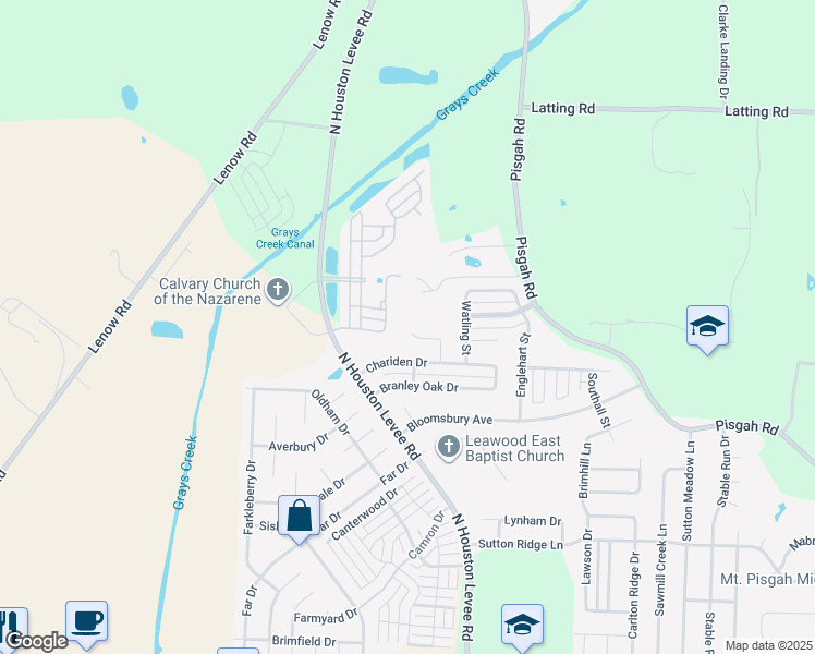map of restaurants, bars, coffee shops, grocery stores, and more near 1861 Pisgah Road in Shelby County