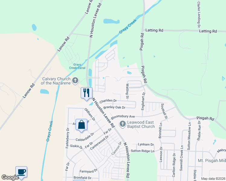 map of restaurants, bars, coffee shops, grocery stores, and more near 1861 Pisgah Road in Shelby County