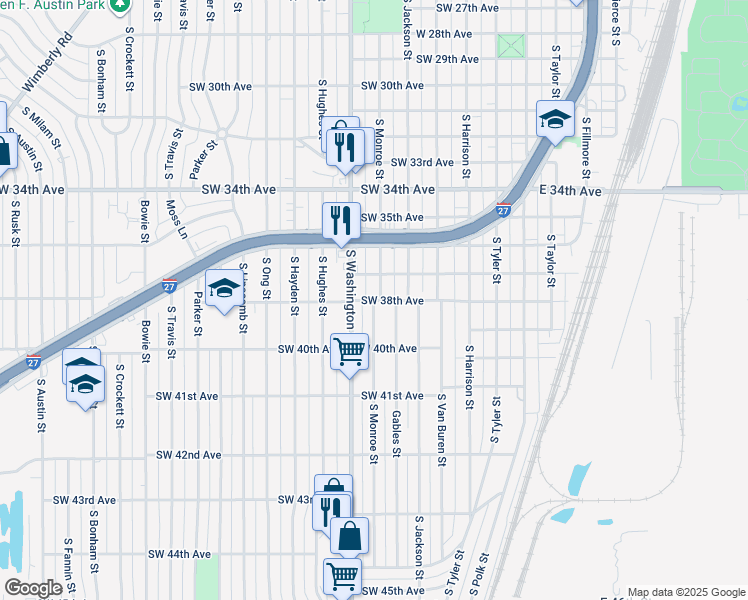 map of restaurants, bars, coffee shops, grocery stores, and more near 606 West 38th Avenue in Amarillo