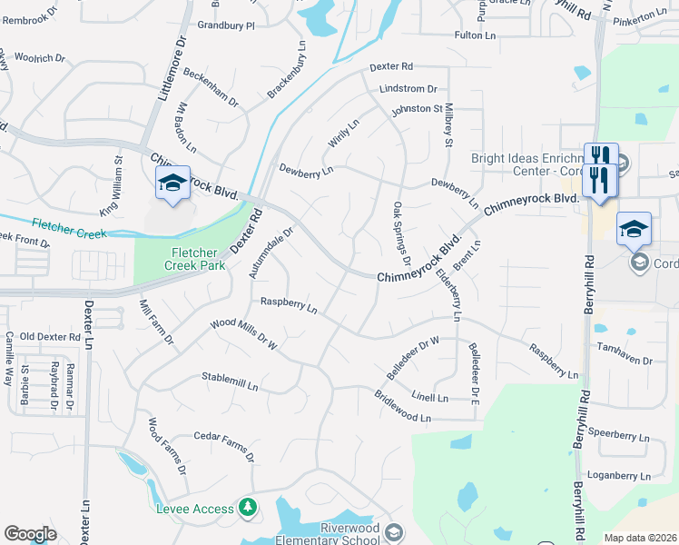 map of restaurants, bars, coffee shops, grocery stores, and more near 8841 Chimneyrock Boulevard in Memphis