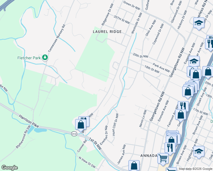 map of restaurants, bars, coffee shops, grocery stores, and more near 1035 Westside Drive Northwest in Cleveland