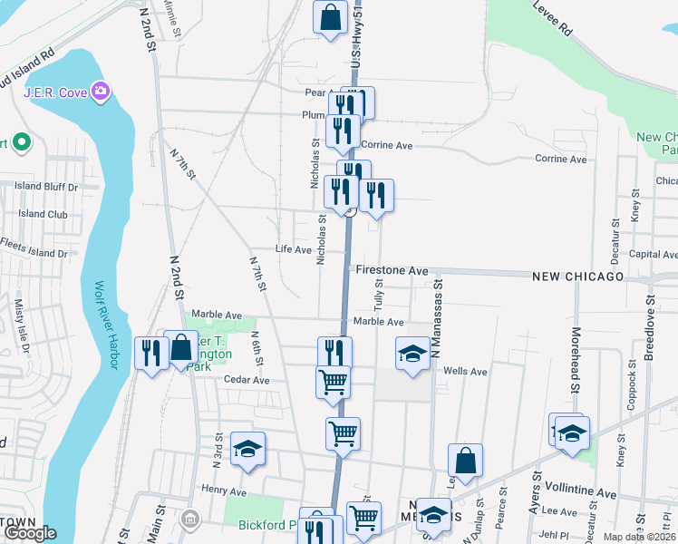 map of restaurants, bars, coffee shops, grocery stores, and more near 1217 Thomas St in Memphis
