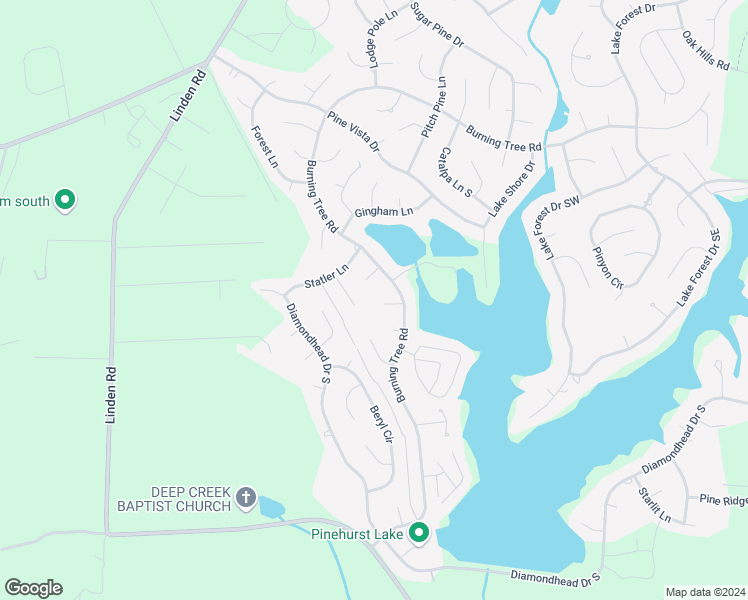 map of restaurants, bars, coffee shops, grocery stores, and more near 3 Topaz Lane in Pinehurst