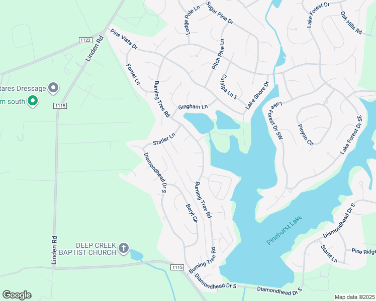 map of restaurants, bars, coffee shops, grocery stores, and more near 3 Topaz Lane in Pinehurst
