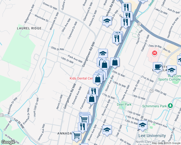 map of restaurants, bars, coffee shops, grocery stores, and more near 908 Steed Street Northwest in Cleveland