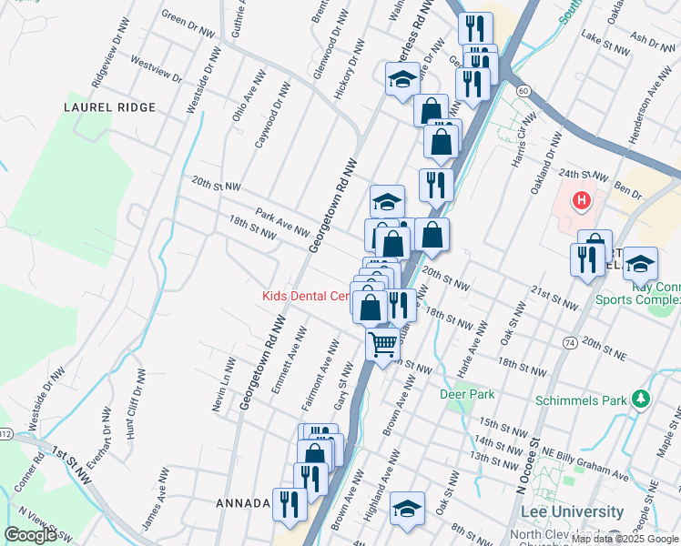 map of restaurants, bars, coffee shops, grocery stores, and more near 908 Steed Street Northwest in Cleveland