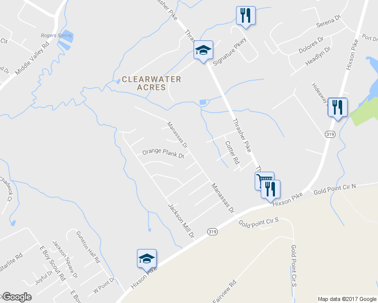 map of restaurants, bars, coffee shops, grocery stores, and more near 1293 Manassas Drive in Middle Valley
