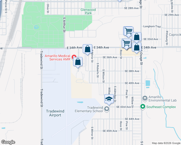 map of restaurants, bars, coffee shops, grocery stores, and more near 3639 South Street in Palisades