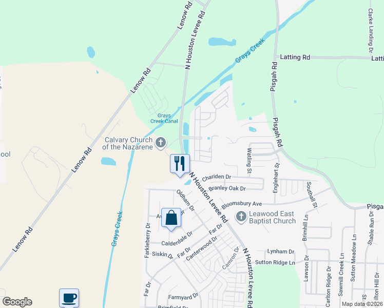 map of restaurants, bars, coffee shops, grocery stores, and more near 1814 Houston Levee Road in Shelby County