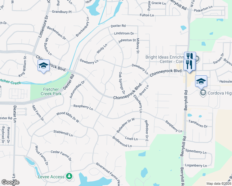 map of restaurants, bars, coffee shops, grocery stores, and more near 8927 Gooseberry Cove in Memphis