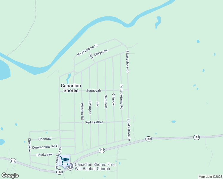 map of restaurants, bars, coffee shops, grocery stores, and more near 397 Chinook Road in McAlester