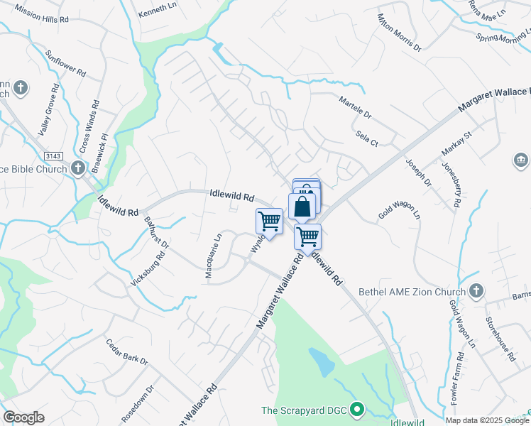 map of restaurants, bars, coffee shops, grocery stores, and more near 9525 Springfield Gardens Drive in Charlotte
