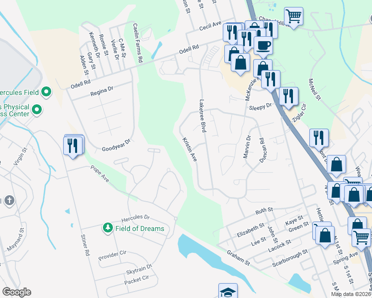 map of restaurants, bars, coffee shops, grocery stores, and more near 134 Kristin Avenue in Spring Lake