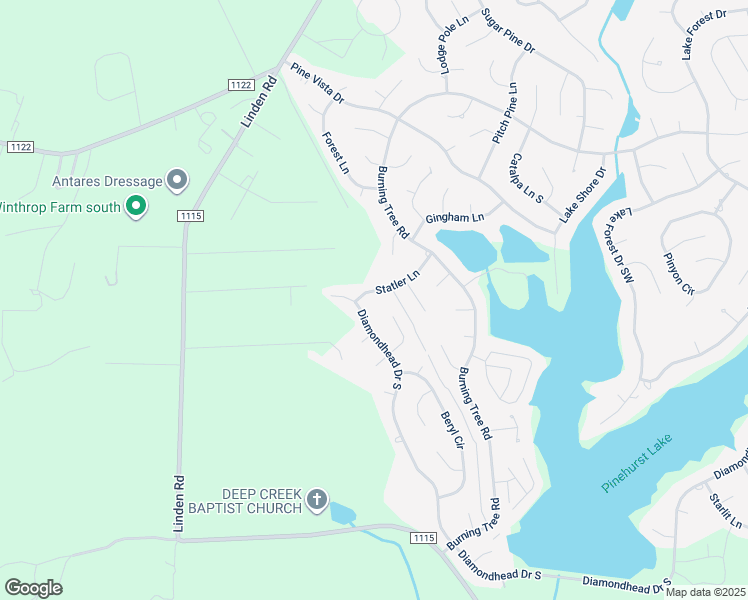 map of restaurants, bars, coffee shops, grocery stores, and more near 80 Statler Lane in Pinehurst