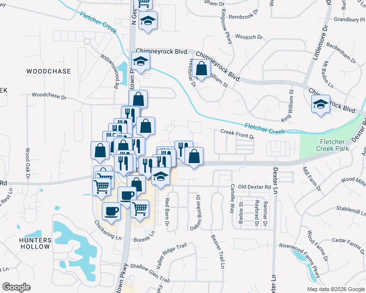 map of restaurants, bars, coffee shops, grocery stores, and more near 1810 Wolfchase Lane in Memphis