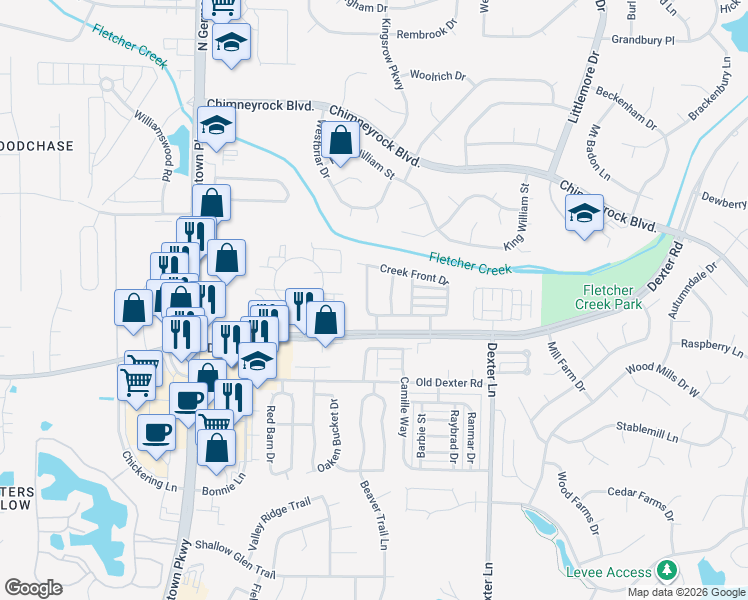 map of restaurants, bars, coffee shops, grocery stores, and more near 1826 Winship Drive in Memphis