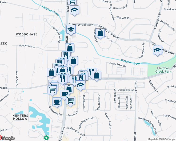 map of restaurants, bars, coffee shops, grocery stores, and more near 1820 West Wolfchase Circle in Memphis