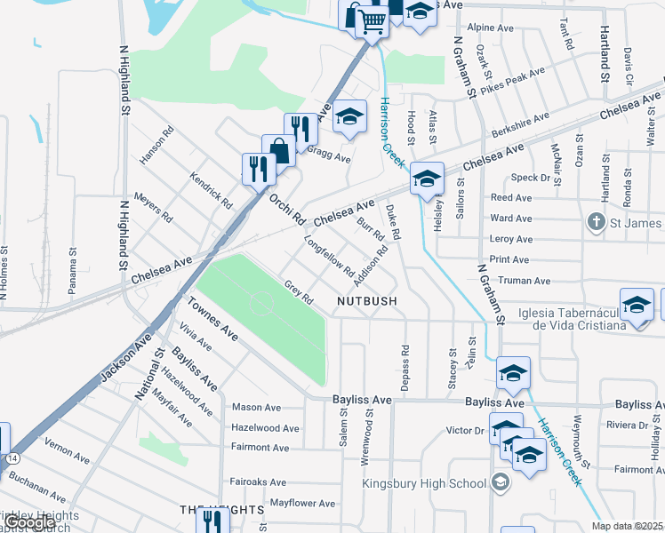 map of restaurants, bars, coffee shops, grocery stores, and more near 3775 Longfellow Road in Memphis