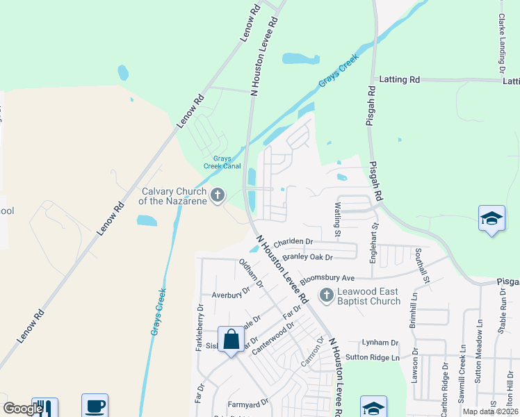 map of restaurants, bars, coffee shops, grocery stores, and more near 1814 Houston Levee Road in Shelby County