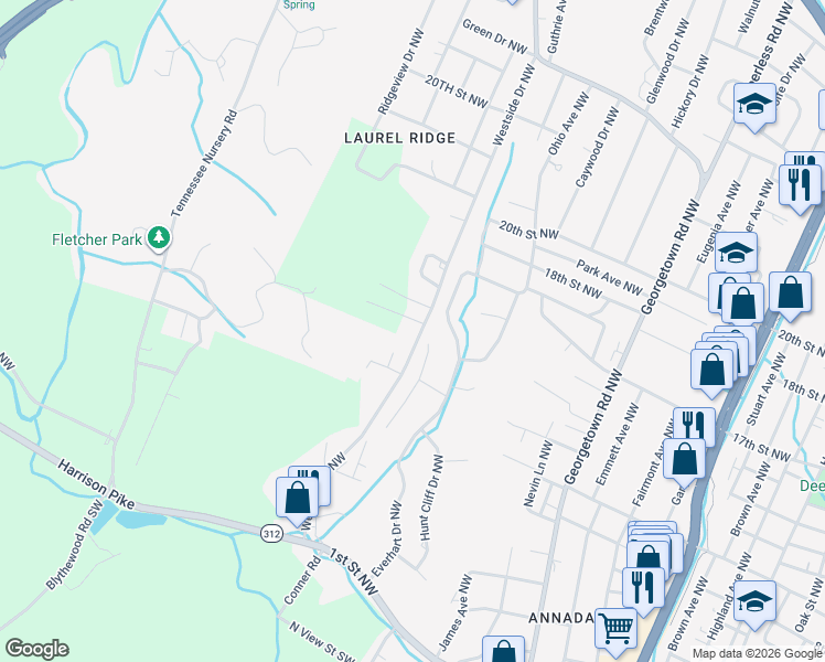 map of restaurants, bars, coffee shops, grocery stores, and more near 1035 Westside Dr NW in Cleveland