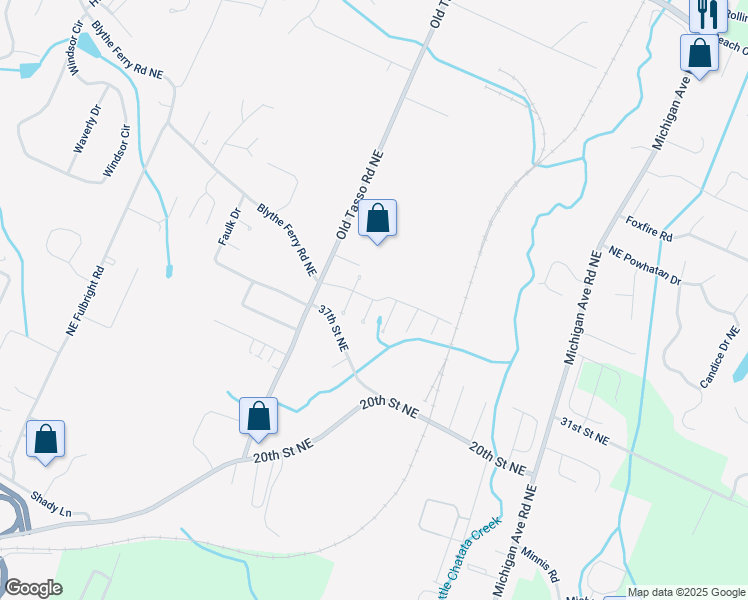 map of restaurants, bars, coffee shops, grocery stores, and more near Stonebriar Drive Northeast in Cleveland