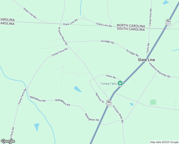 map of restaurants, bars, coffee shops, grocery stores, and more near 100 Harris Trail in Gaffney