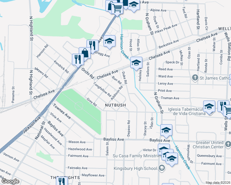 map of restaurants, bars, coffee shops, grocery stores, and more near 3827 Orchi Road in Memphis