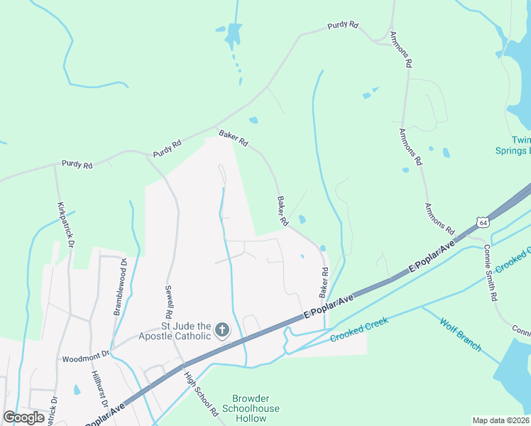 map of restaurants, bars, coffee shops, grocery stores, and more near 380 Baker Road in Selmer